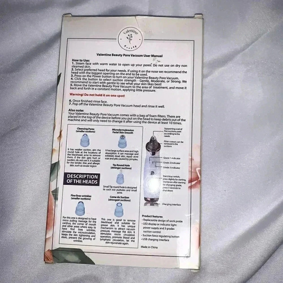 Valentine Beauty Blackhead Remover Pore Vacuum Cleaner Rechargeable facial tool - Picture 2 of 5